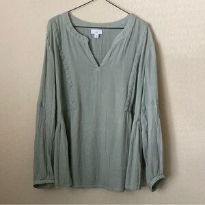 J. Jill Crinkle Peasant Blouse Tunic Top